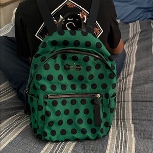 kate spade Green and Black Polka Dot Interior with Gold Logo